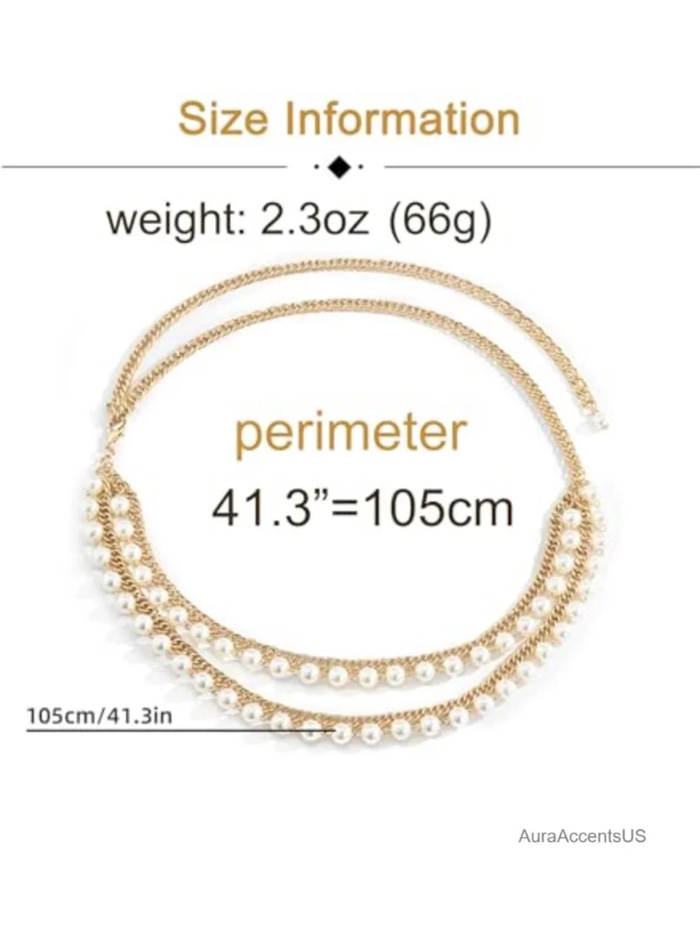 Gold Chain Belt with Pearl Sunflower Butterfly Waist Chain Plus Size Long